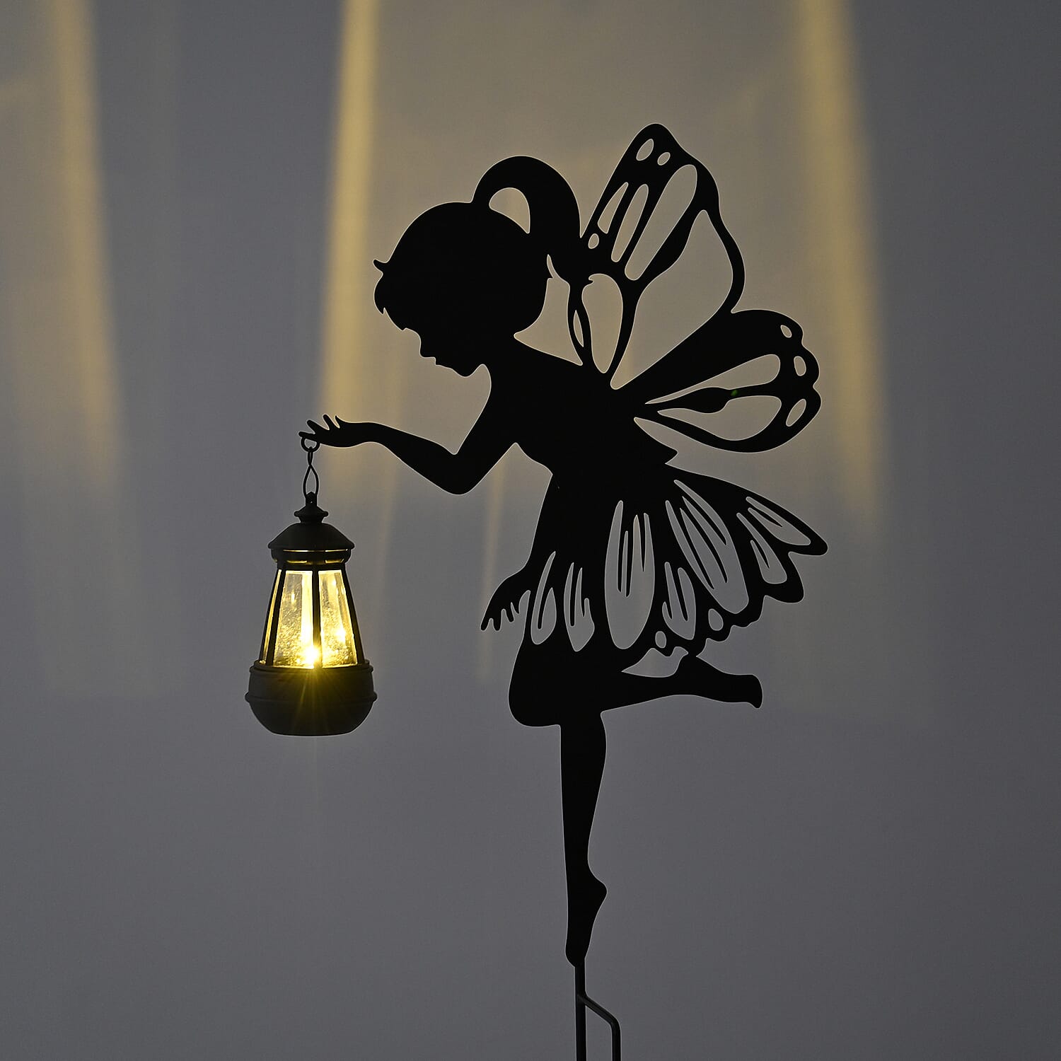 Decorative Solar Powered Angel Garden Decor Warm &amp; White Light - Black 8035161 2