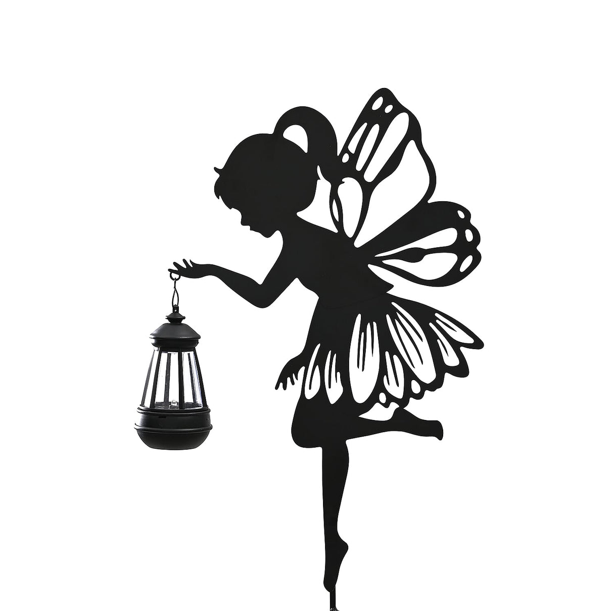 Decorative Solar Powered Angel Garden Decor Warm &amp; White Light - Black 8035161 3