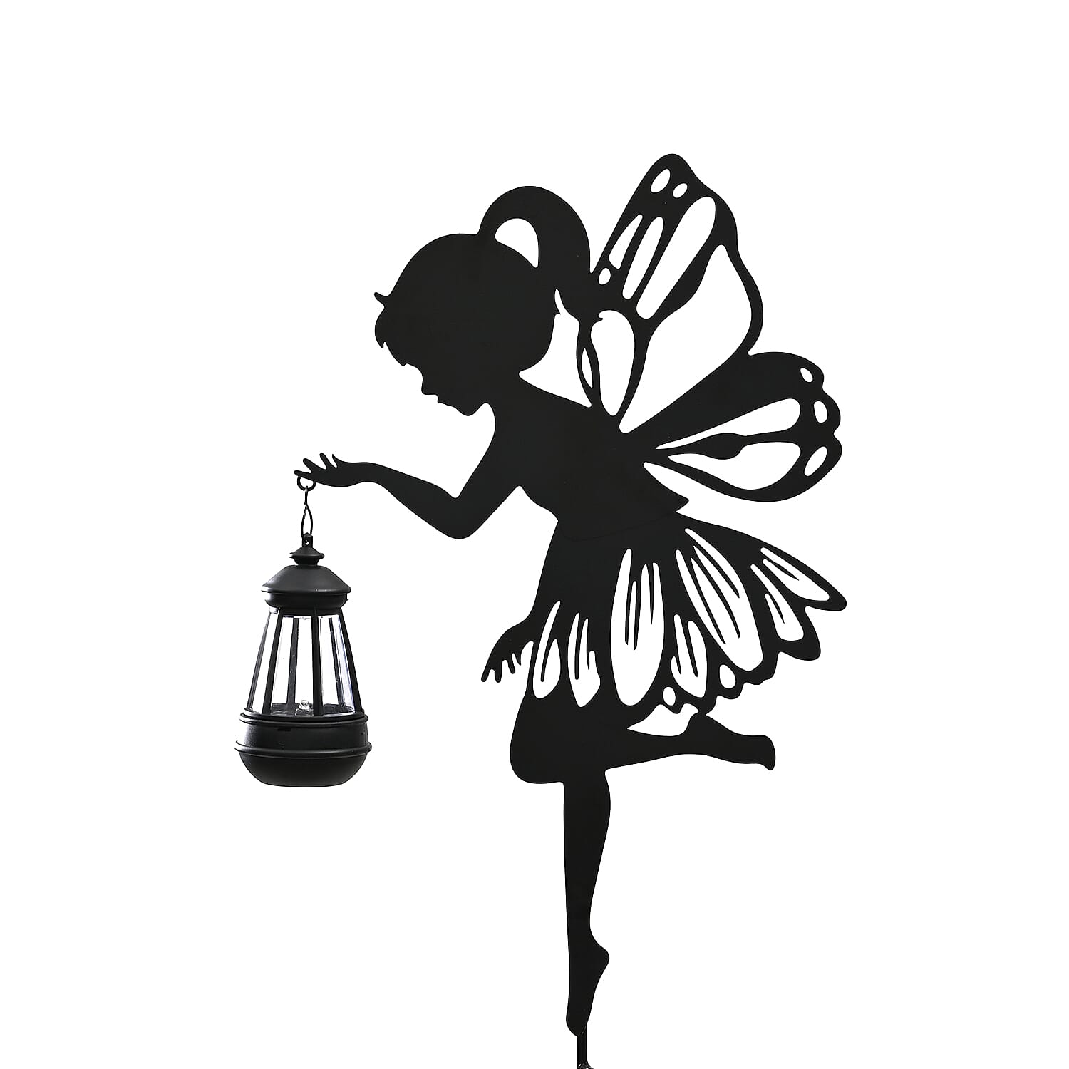 Decorative Solar Powered Angel Garden Decor Warm &amp; White Light - Black 8035161 3