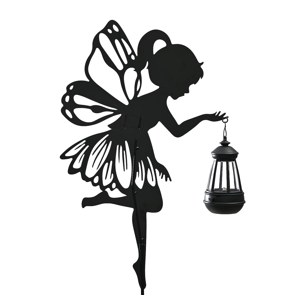 Decorative Solar Powered Angel Garden Decor Warm &amp; White Light - Black 8035161 4