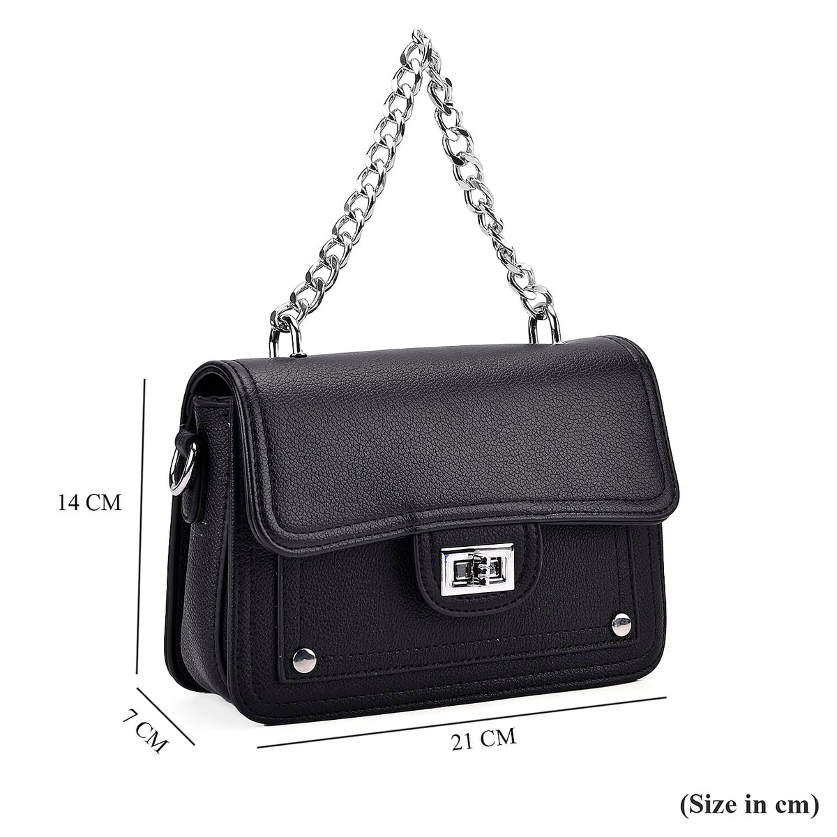 Edgy Crossbody Bag with Chain Handle and Functional Pockets - Black V32644848 7