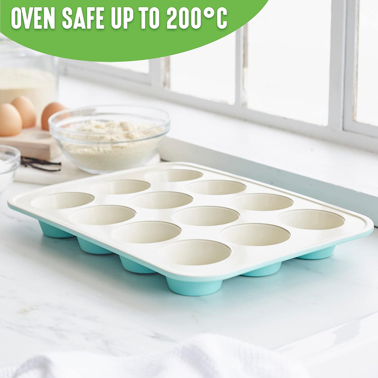 Ceramic Non Stick Baking Tray - Oven, Freezer and Dishwasher  Safe, Light Blue 8042418 1