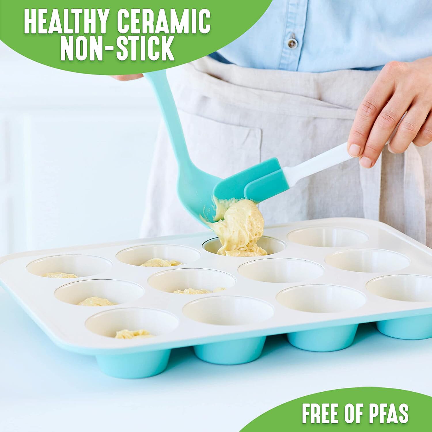 Ceramic Non Stick Baking Tray - Oven, Freezer and Dishwasher  Safe, Light Blue 8042418 2