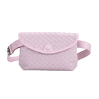 Woven Pattern Crossbody Bag with Flap Closure - Nude Pink