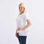 Woven Pattern Crossbody Bag with Flap Closure - Nude Pink