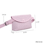 Woven Pattern Crossbody Bag with Flap Closure - Nude Pink