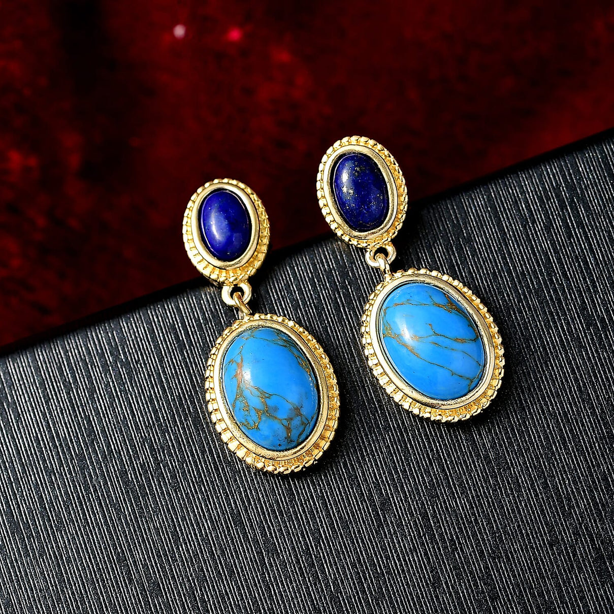 Tucson Find - Lapis Lazuli &amp; Turquoise Earrings 8.60 Ct. 8189880 2