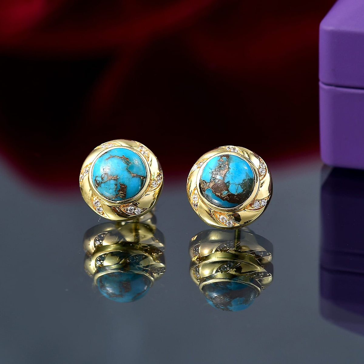 Tucson Find - Blue Turquoise Stud Earrings 4.50 Ct. 8189920 2