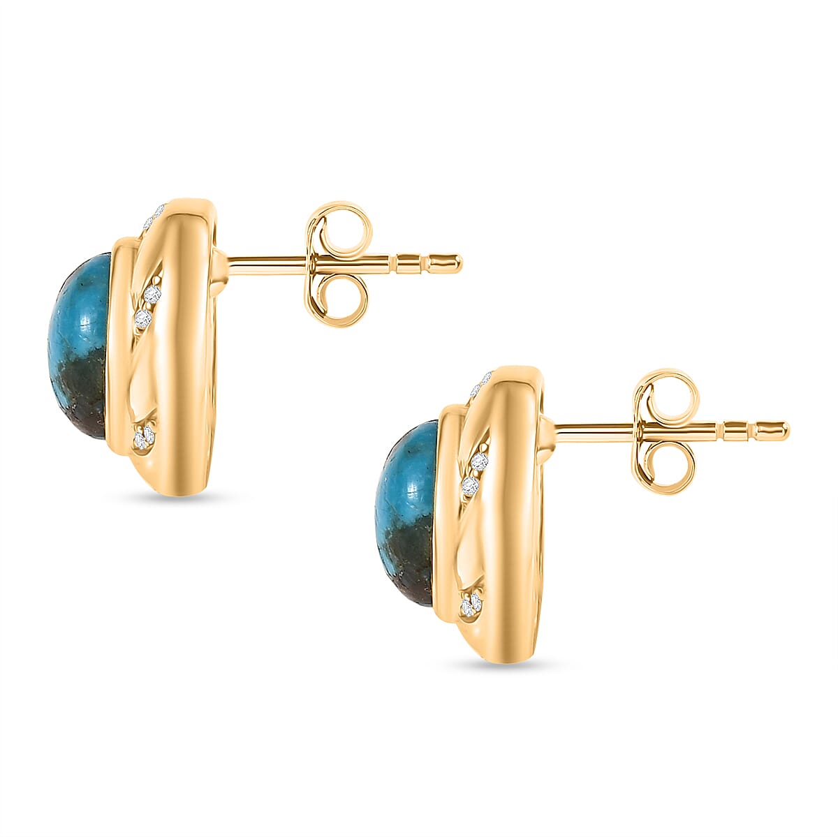 Tucson Find - Blue Turquoise Stud Earrings 4.50 Ct. 8189920 4