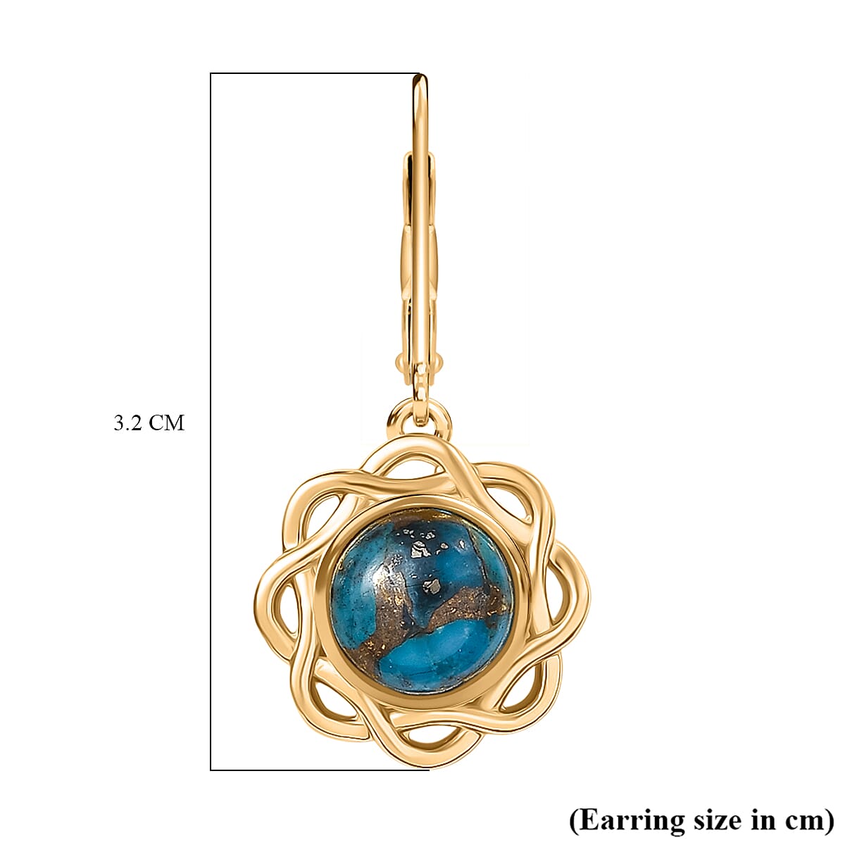 Tucson Find - Turquoise Solitaire Lever Back Earring in Yellow Gold Plating 4.25 Ct. 8189931 5