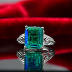 D'joy Peacock Triplet Quartz Solitaire Ring in Rhodium Overlay Sterling Silver 7.31 Ct.