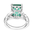 D'joy Peacock Triplet Quartz Solitaire Ring in Rhodium Overlay Sterling Silver 7.31 Ct.