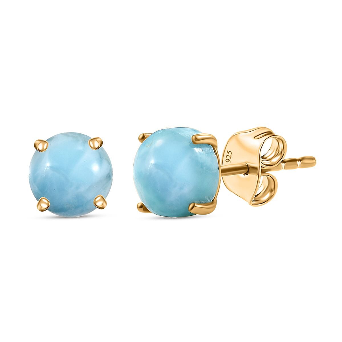 D'joy Larimar Earring with Push Back in 14K Yellow Gold Plated Sterling Silver 3.43 Ct. 8195092 0