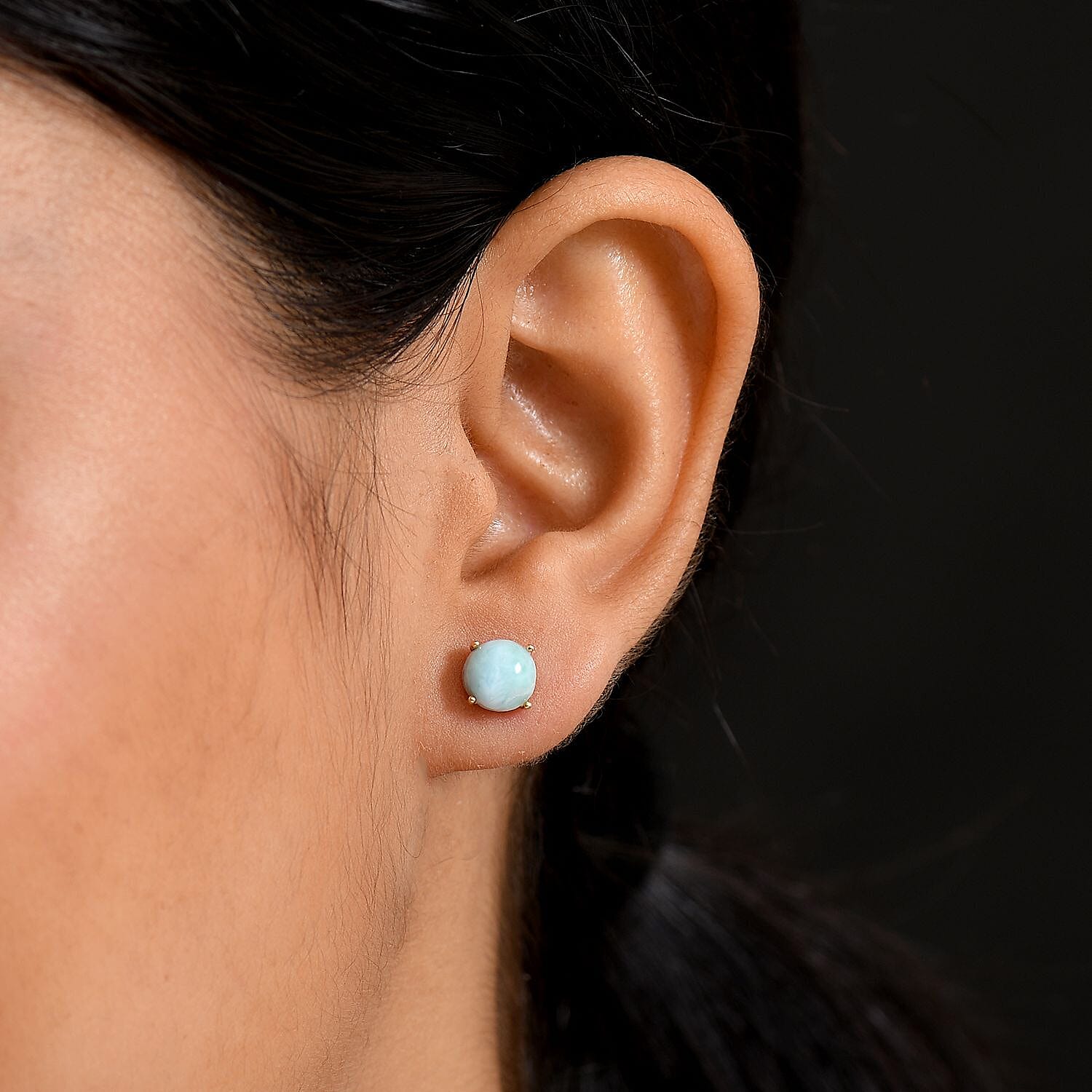 D'joy Larimar Earring with Push Back in 14K Yellow Gold Plated Sterling Silver 3.43 Ct. 8195092 3