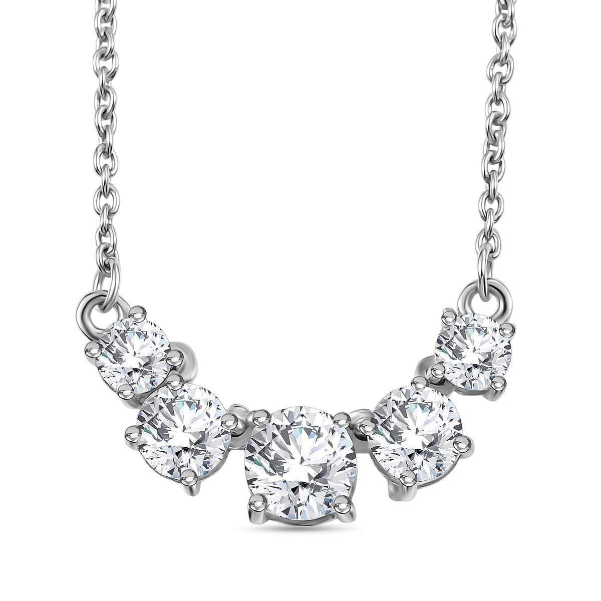 D'joy Royal Bali Collection Moissanite Necklace (Size - 20) with Lobster Clasp in Rhodium Overlay Sterling Silver 2.11 Ct. 8197473 0