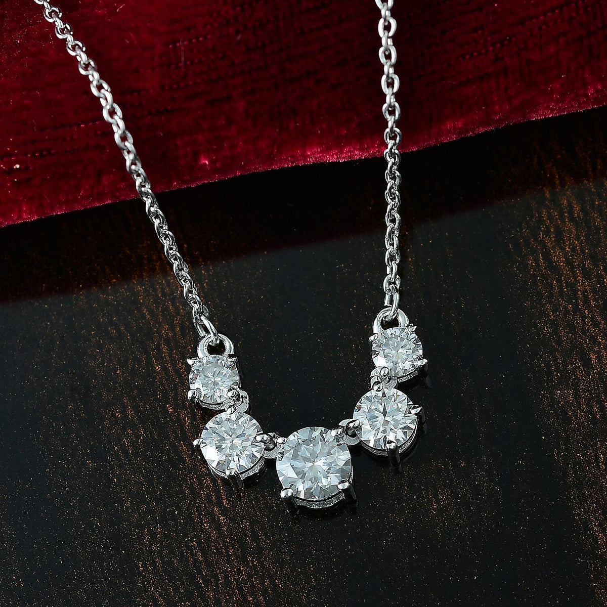 D'joy Royal Bali Collection Moissanite Necklace (Size - 20) with Lobster Clasp in Rhodium Overlay Sterling Silver 2.11 Ct. 8197473 2