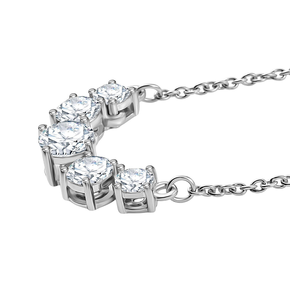 D'joy Royal Bali Collection Moissanite Necklace (Size - 20) with Lobster Clasp in Rhodium Overlay Sterling Silver 2.11 Ct. 8197473 4
