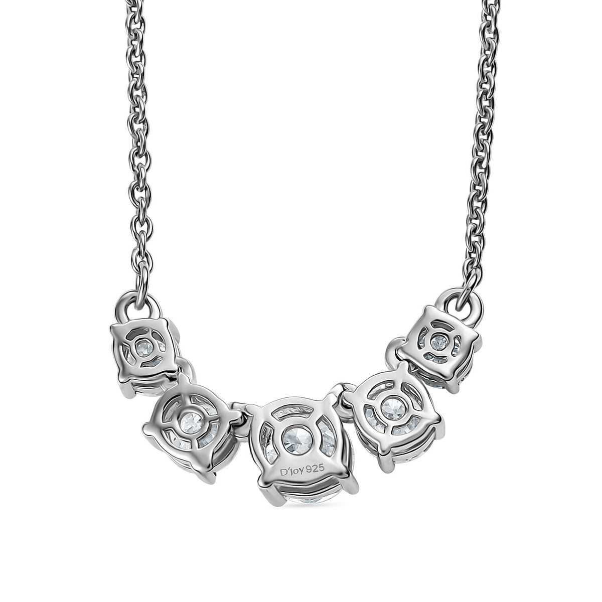 D'joy Royal Bali Collection Moissanite Necklace (Size - 20) with Lobster Clasp in Rhodium Overlay Sterling Silver 2.11 Ct. 8197473 5