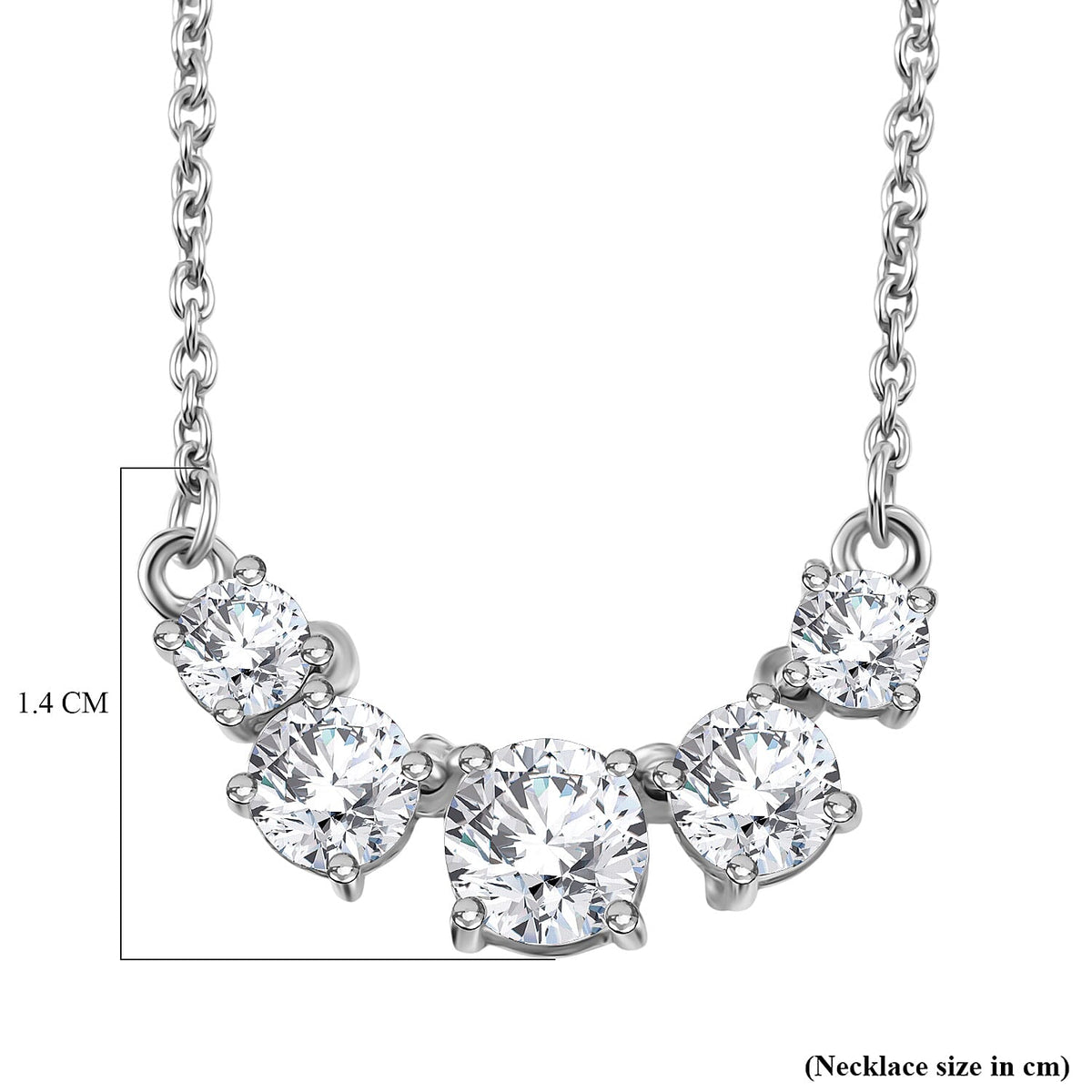 D'joy Royal Bali Collection Moissanite Necklace (Size - 20) with Lobster Clasp in Rhodium Overlay Sterling Silver 2.11 Ct. 8197473 6