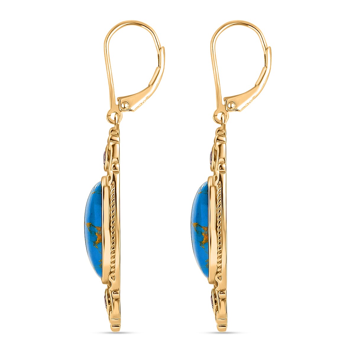 Tucson Find - Blue Turquoise &amp; Amethyst India Atristry Earrings 8.18 Ct. 8201961 5