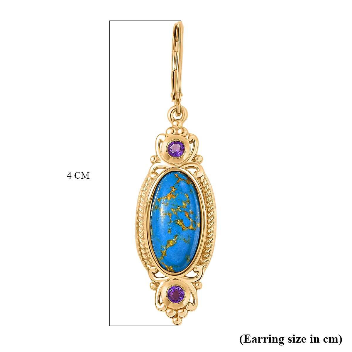 Tucson Find - Blue Turquoise &amp; Amethyst India Atristry Earrings 8.18 Ct. 8201961 7