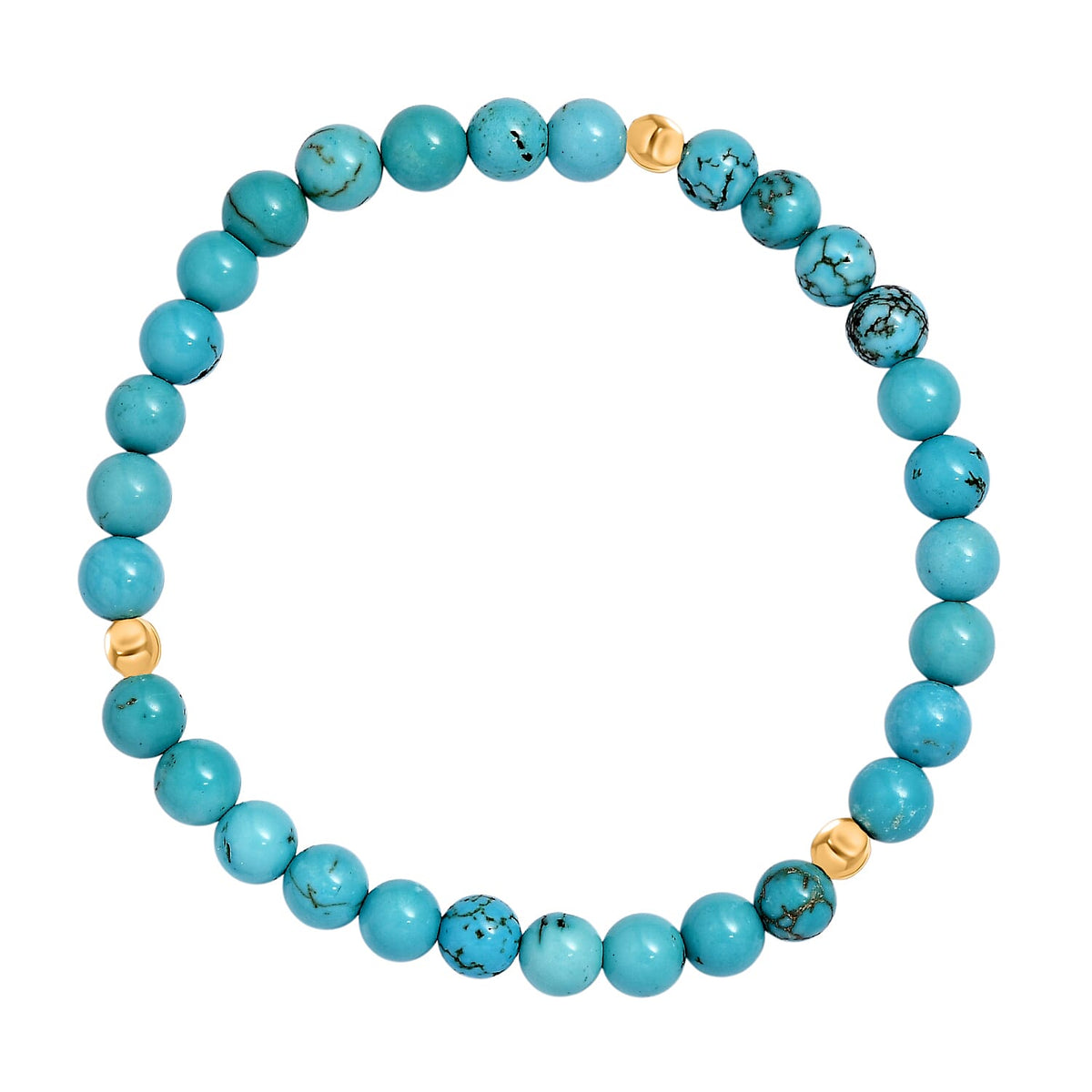 Blue Howlite Stretchable Bracelet in Yellow Gold Plating Sterling Silver 50.00 Ct. V32700161 0