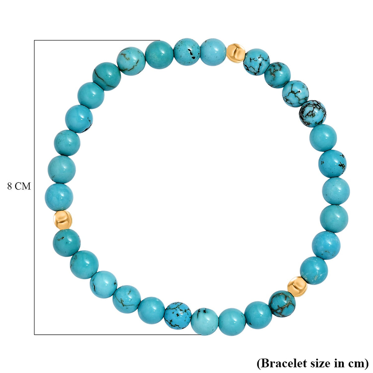 Blue Howlite Stretchable Bracelet in Yellow Gold Plating Sterling Silver 50.00 Ct. V32700161 4