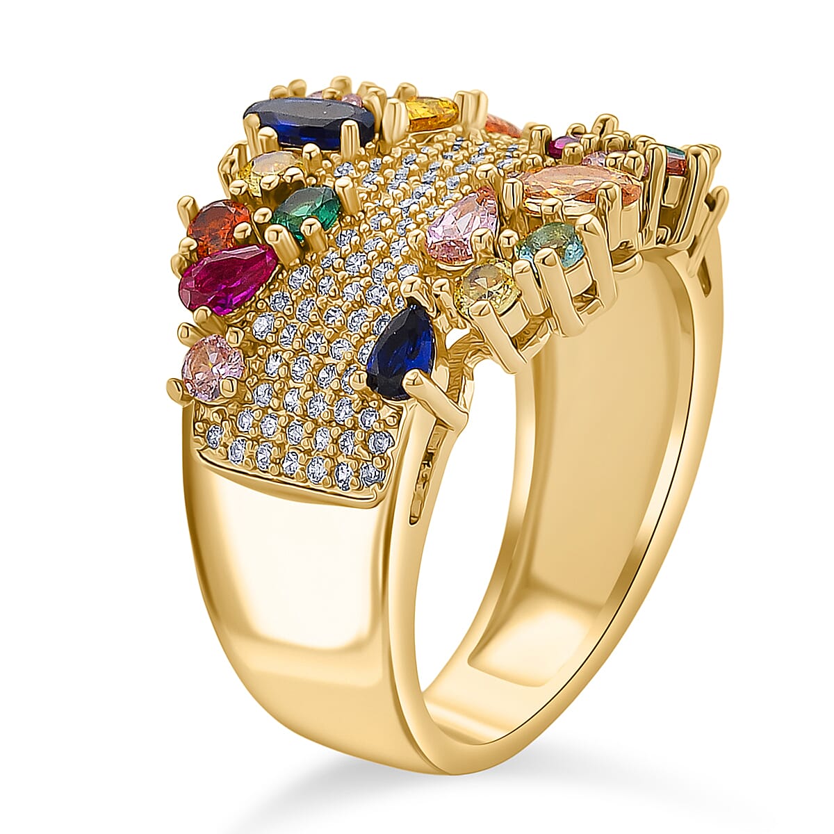 Multi Color Cubic Zirconia Ring in Yellow Gold Plated 3.00 Ct. 8231327 2