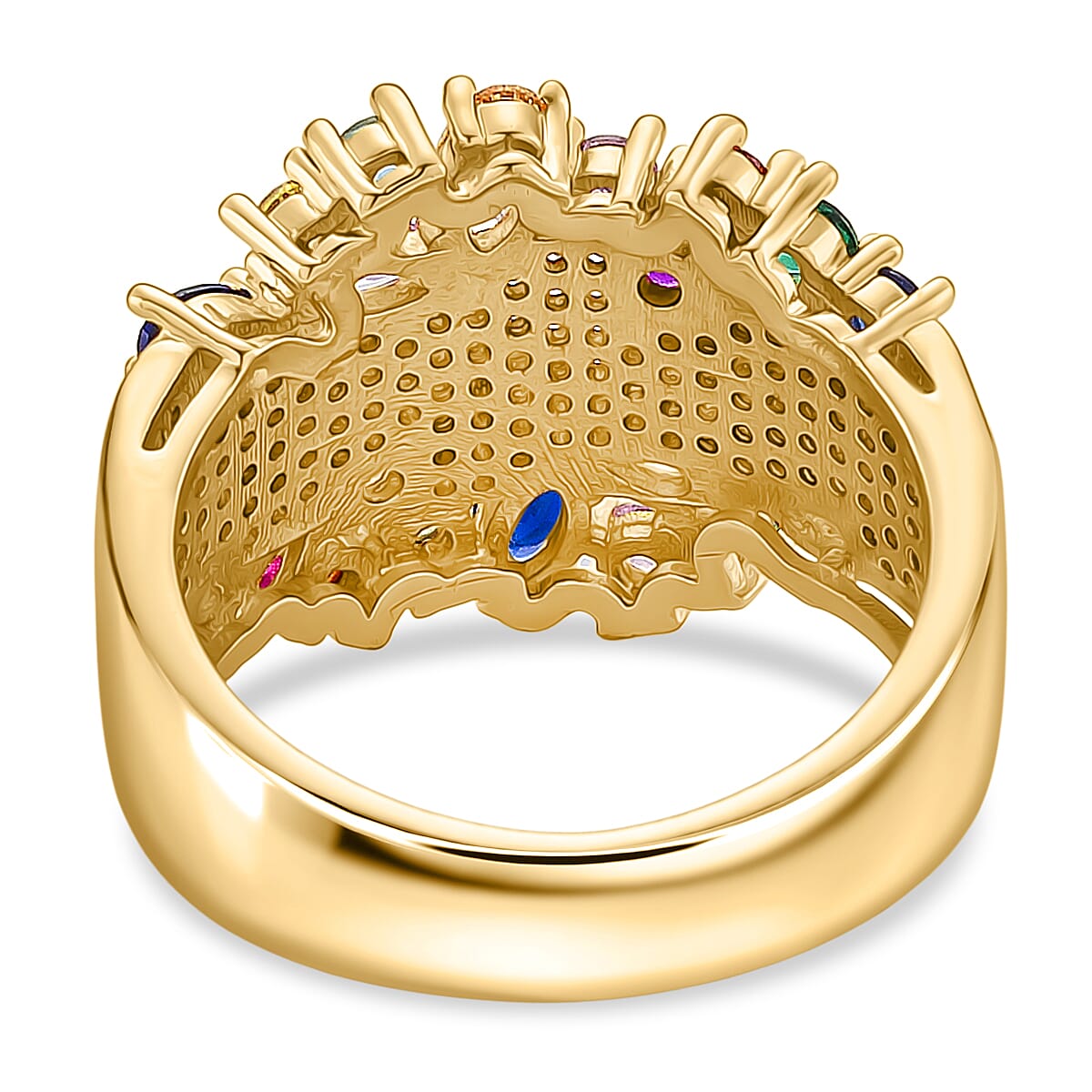 Multi Color Cubic Zirconia Ring in Yellow Gold Plated 3.00 Ct. 8231327 3