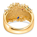 Multi Color Cubic Zirconia Ring in Yellow Gold Plated 3.00 Ct.