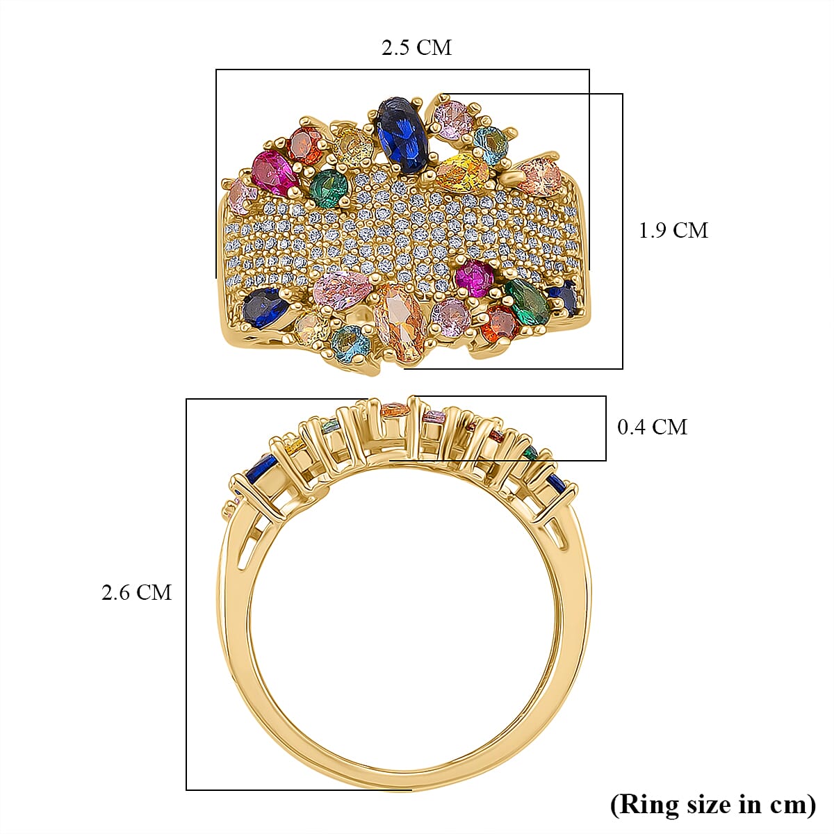 Multi Color Cubic Zirconia Ring in Yellow Gold Plated 3.00 Ct. 8231327 4