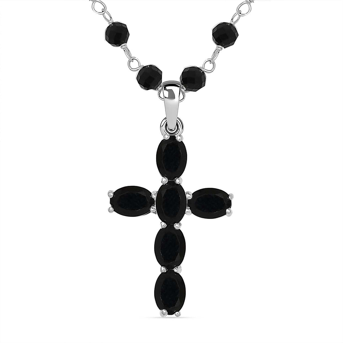 Boi Ploi Black Spinel Cross Necklace (Size 20) in Sterling Silver 18.94 Ct. 8953015 0