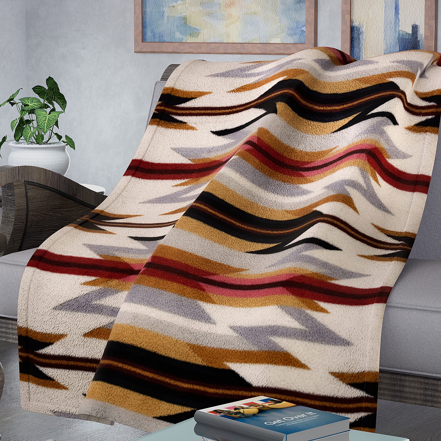 TJC Soft Single Layer Sherpa Blanket - White and Multi 3879210 0