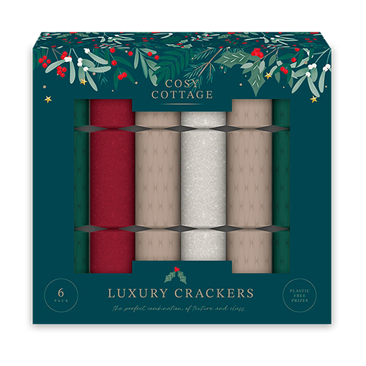 6-Pack Traditional Glittered Luxury Crackers (14 Inch) - Green V32526418 0