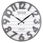 First Time and Co Sawyer Shiplap White Clock (18 inch) - Black.