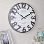 First Time and Co Sawyer Shiplap White Clock (18 inch) - Black.