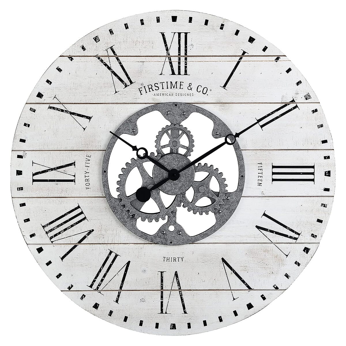 Firstime &amp; Co. Shiplap Gears Wall Clock (24 inch) - White 8497619 0