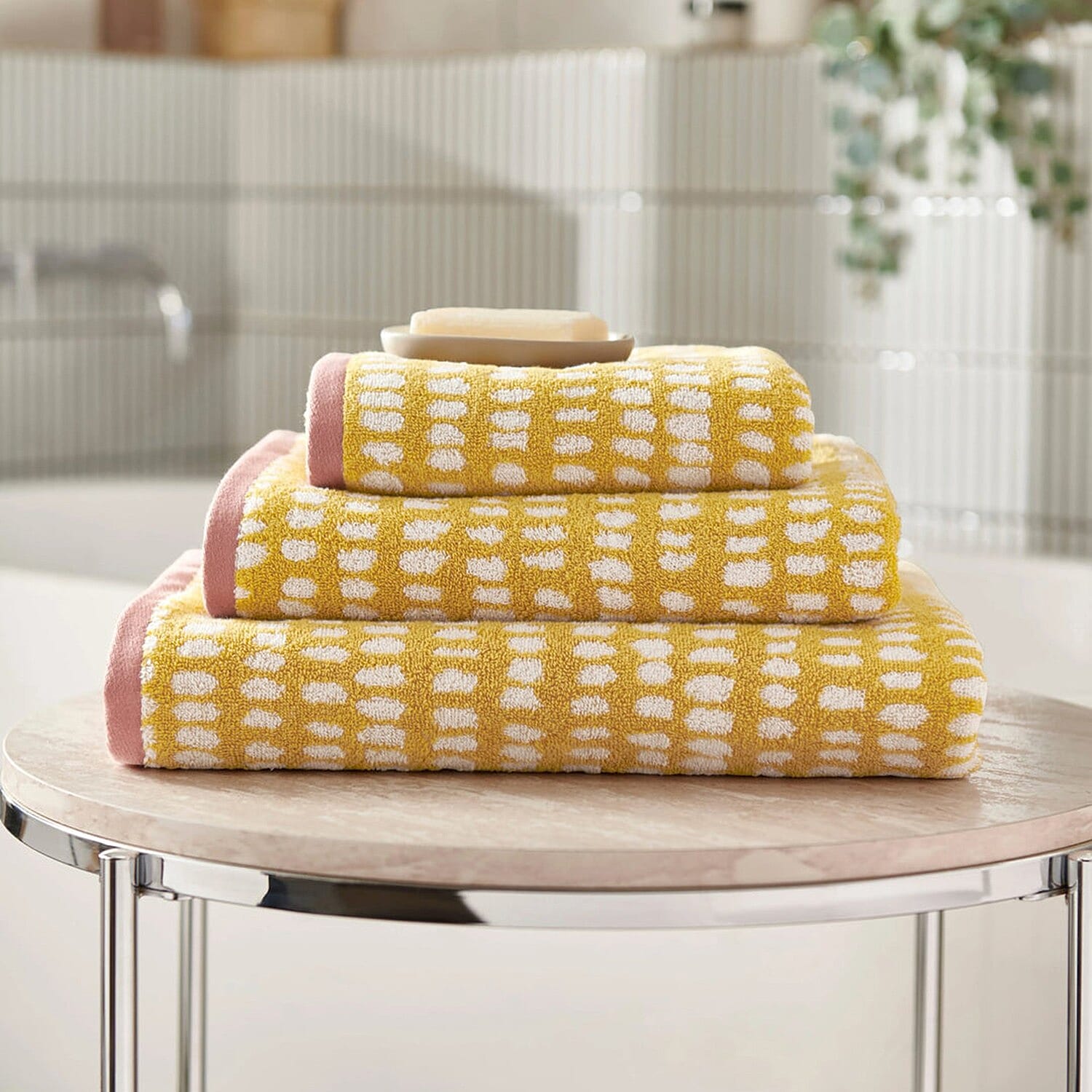 Copenhagen Home 100% Cotton Woven Dot Pattern Jacquard Bath Sheet (150x90CM) - Yellow 8240323 0