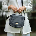 Assots 'Carmel' Limited Edition Soft Pebble Genuine Leather Crossbody Bag - Black