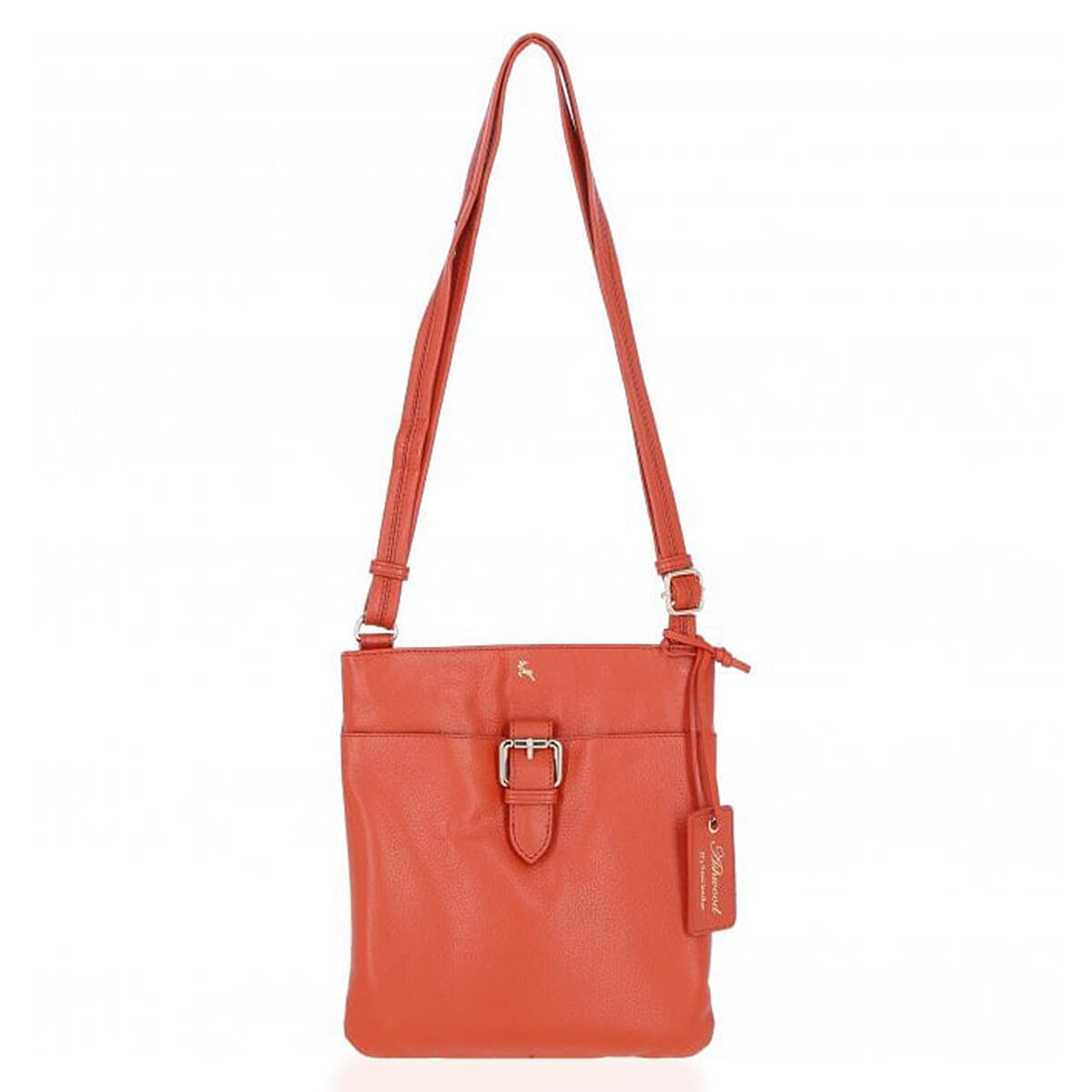 Ashwood Buckle Genuine Leather Crossbody Bag - Orange 8547531 0