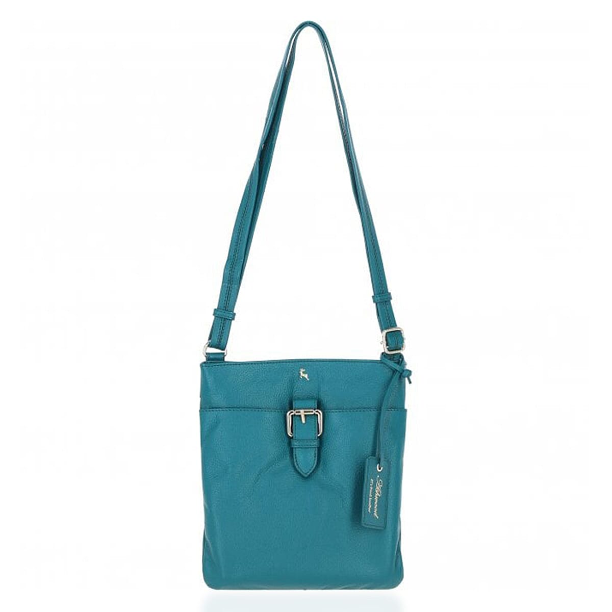 Ashwood Buckle Genuine Leather Crossbody Bag - Deep Lake V32599441 0