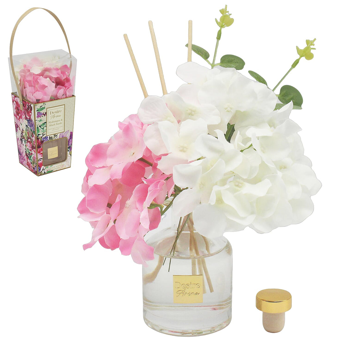 Hydrangea &amp; Blush Suede Reed Diffuser with Faux Flower Gift Set - Off-White 8447551 0