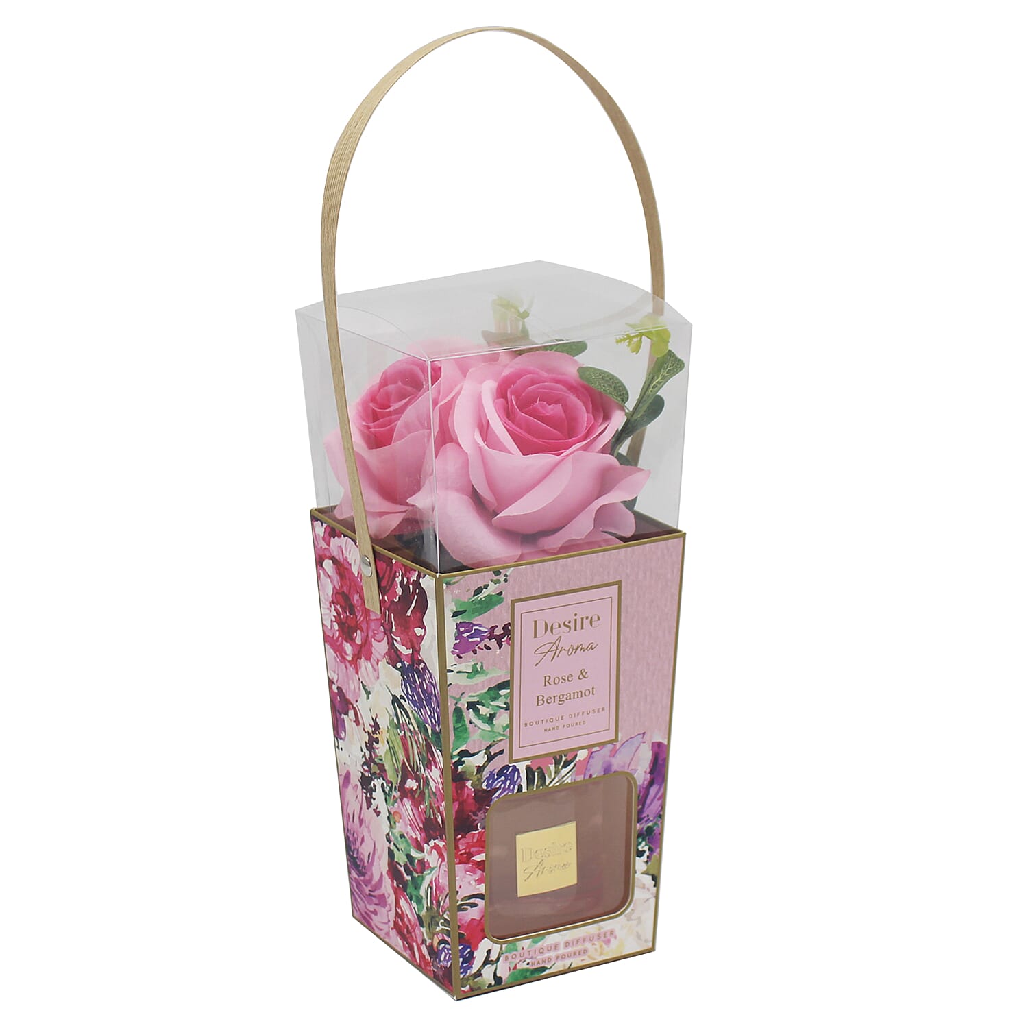 Rose and Bergamot Reed Diffuser with Faux Flower Gift Pack 8447542 1
