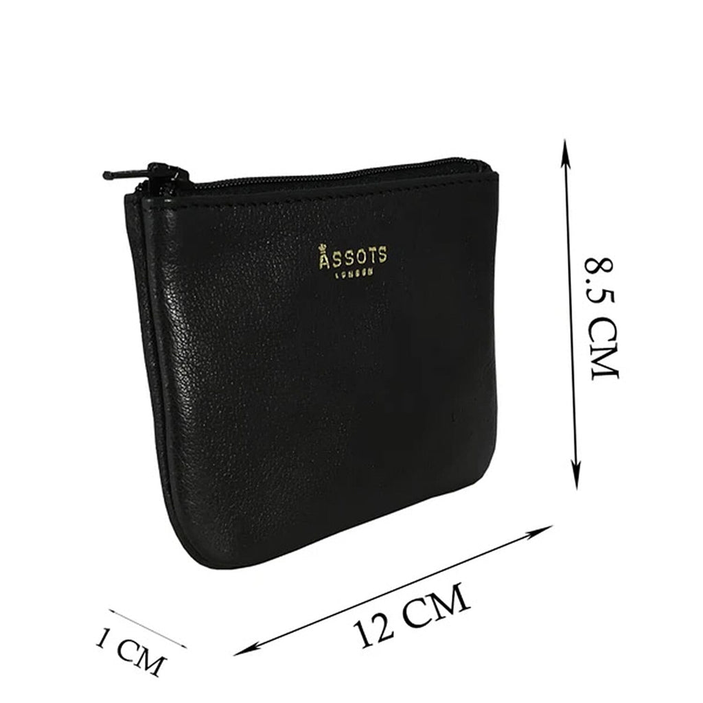 Assots 'Poppy' Handcrafted Genuine Leather Coin Pouch - Black