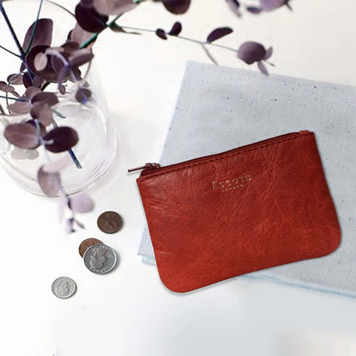 Assots 'Poppy' Handcrafted Genuine Leather Coin Pouch - Red V32512931 2