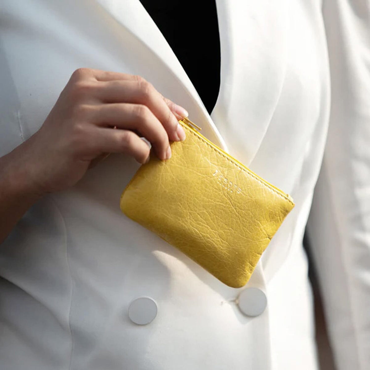 Assots 'Poppy' Handcrafted Genuine Leather Coin Pouch - Yellow V32517567 1