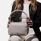 Assots 'City Bag' Soft Pebble Genuine Leather Shoulder Bag - Grey