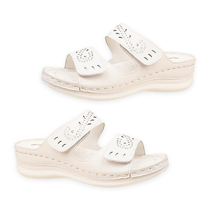 Violet Ladies Open Toe Adjustable Double Straps Mule Sandal (Size 6) - White 8519376 1