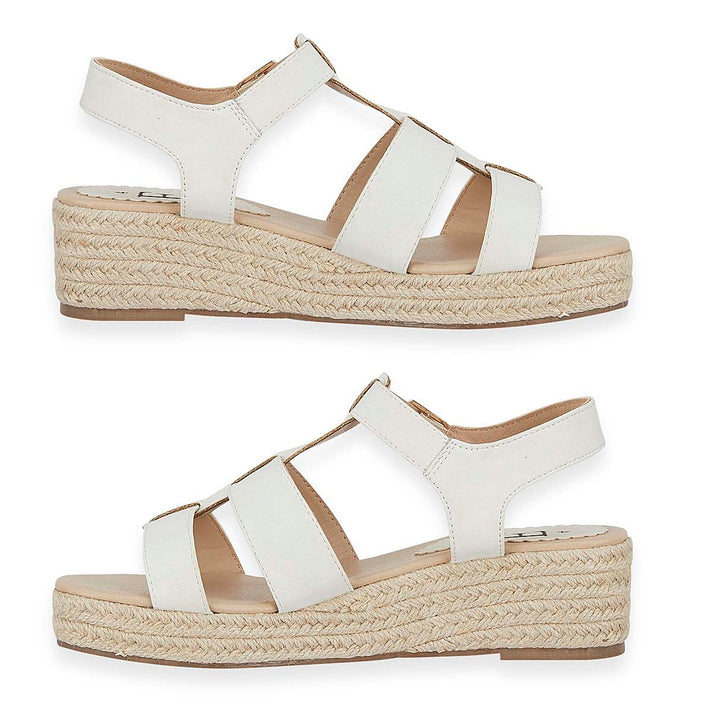 Emma Bonnie Espadrille Strappy T-Bar Wedge Heel Sandals With Adjustable Ankle Strap (Size 4) - White 8520738 2