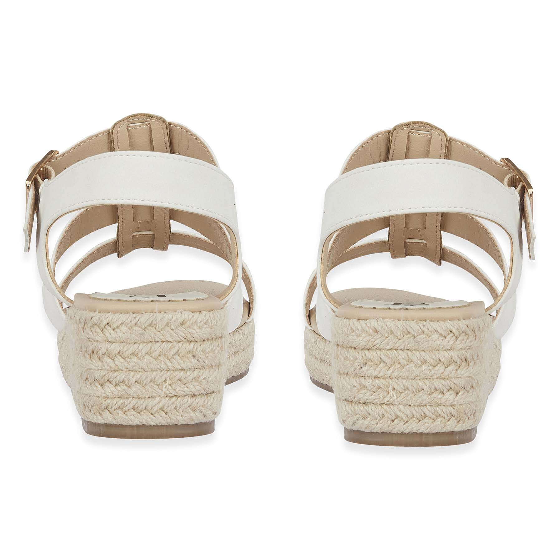 Emma Bonnie Espadrille Strappy T-Bar Wedge Heel Sandals With Adjustable Ankle Strap (Size 4) - White 8520738 2
